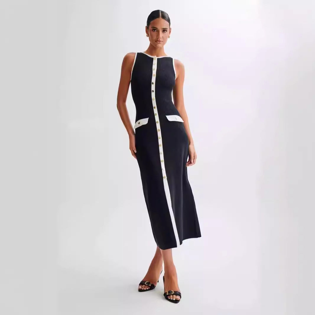 F&R Women's Elegant Black Woolen Dress