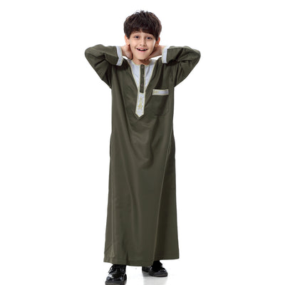 Middle East Youth Boys Traditional Robe – Ethnic Embroidered Festival Outfit