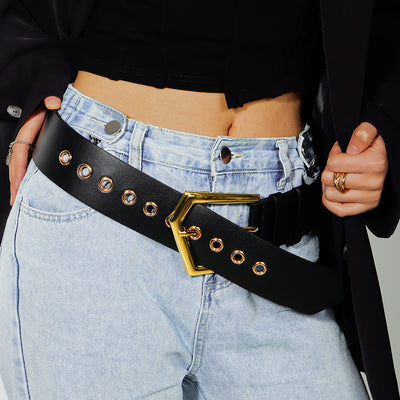 F&R Temperament Elastic Black Stretch Metal Waist Belt