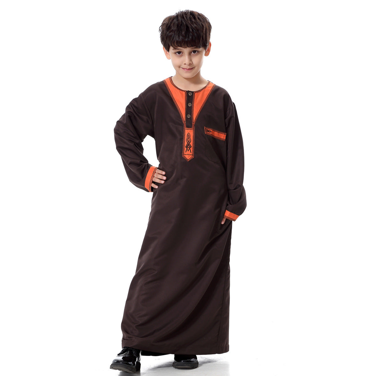 Middle East Youth Boys Traditional Robe – Ethnic Embroidered Festival Outfit