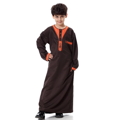 Middle East Youth Boys Traditional Robe – Ethnic Embroidered Festival Outfit