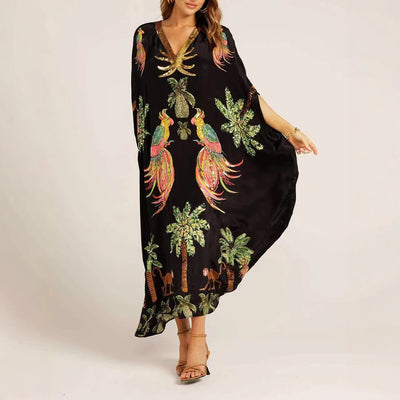 F&R Spring V-Neck Print Loose Fashion Dress