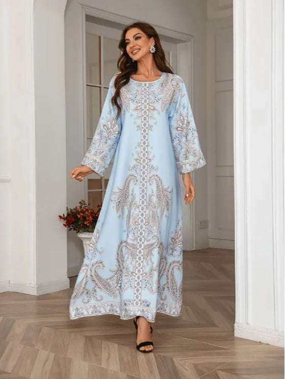 F&R Zahra Bloom Print Abaya Dress