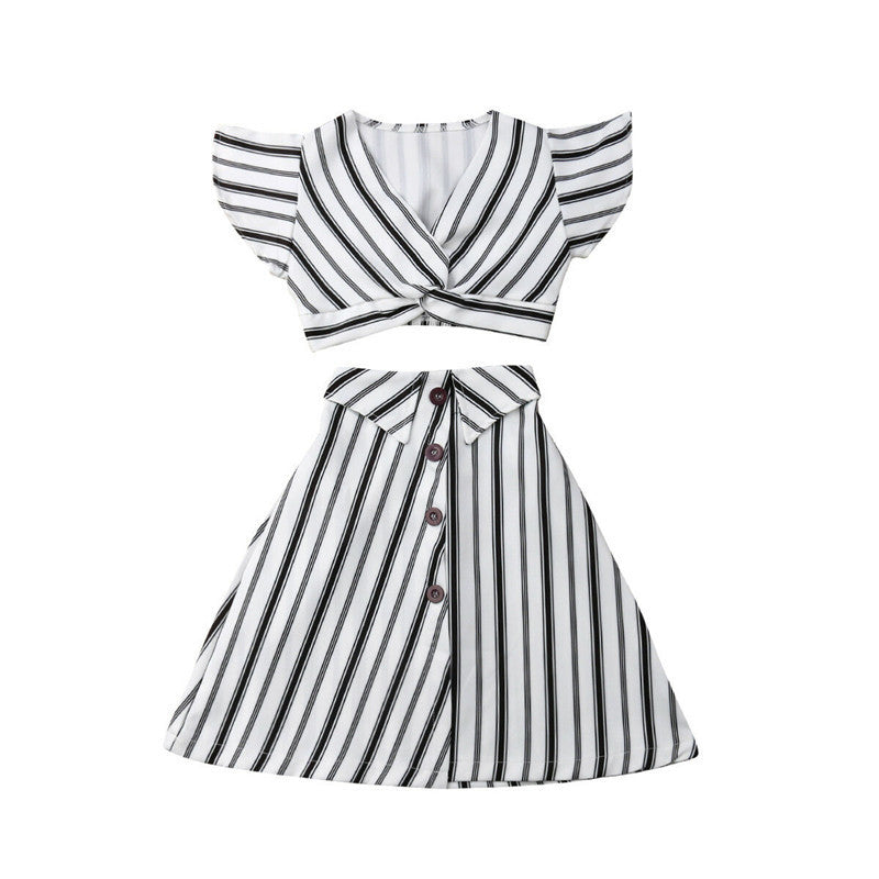 Baby Girl Striped Sleeveless Top & Long Skirt Set – Princess Outfit