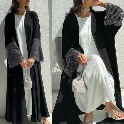 F&R Luma Diamond Mesh Abaya Robe