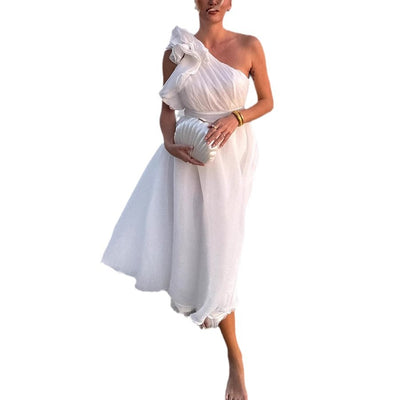 F&R Lunea One-Shoulder Backless Dress