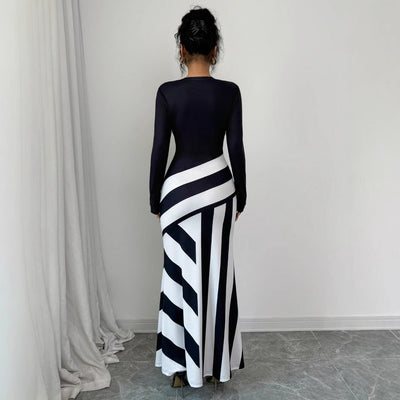 F&R MonoWave Striped Fishtail Dress