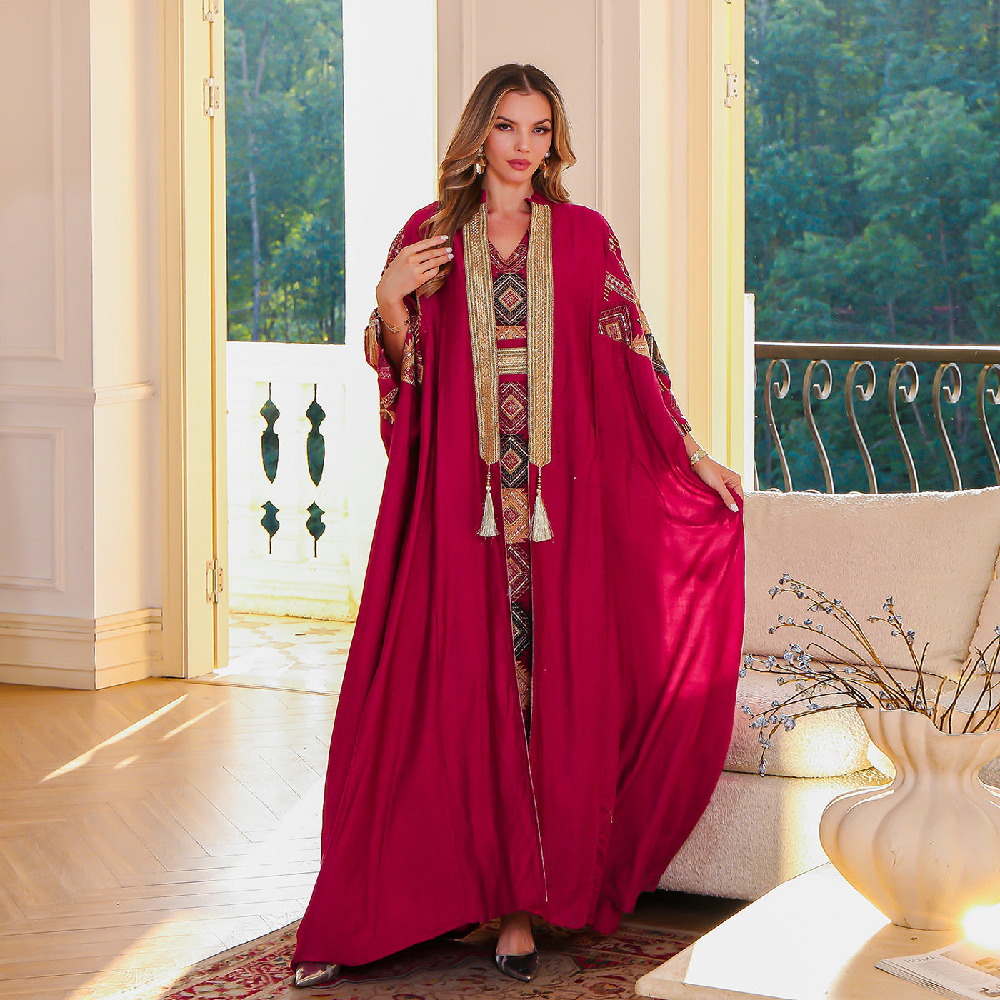 F&R Signature Two-Piece Embroidered Abaya