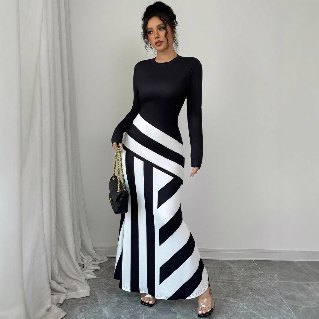 F&R MonoWave Striped Fishtail Dress