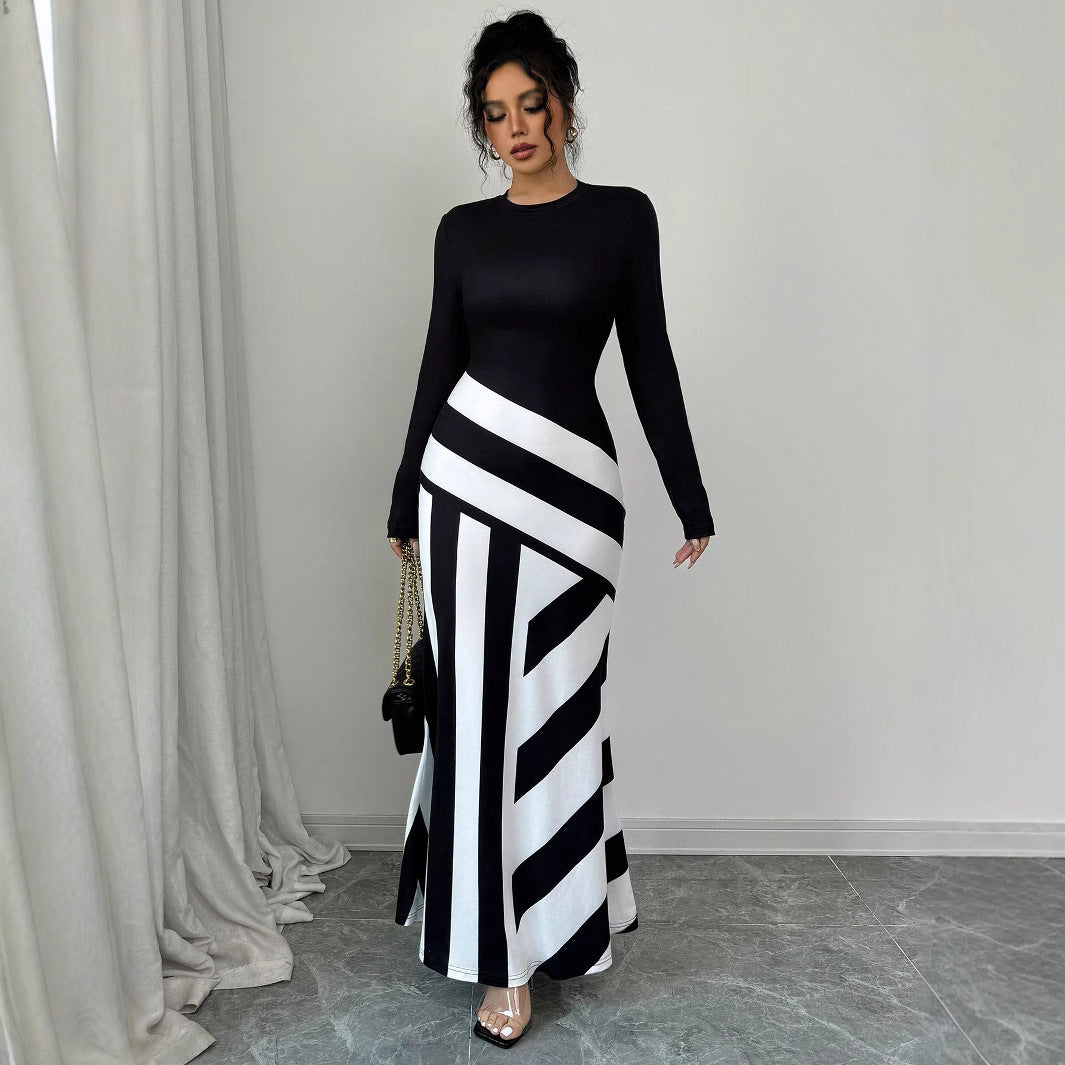 F&R MonoWave Striped Fishtail Dress