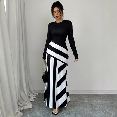 F&R MonoWave Striped Fishtail Dress
