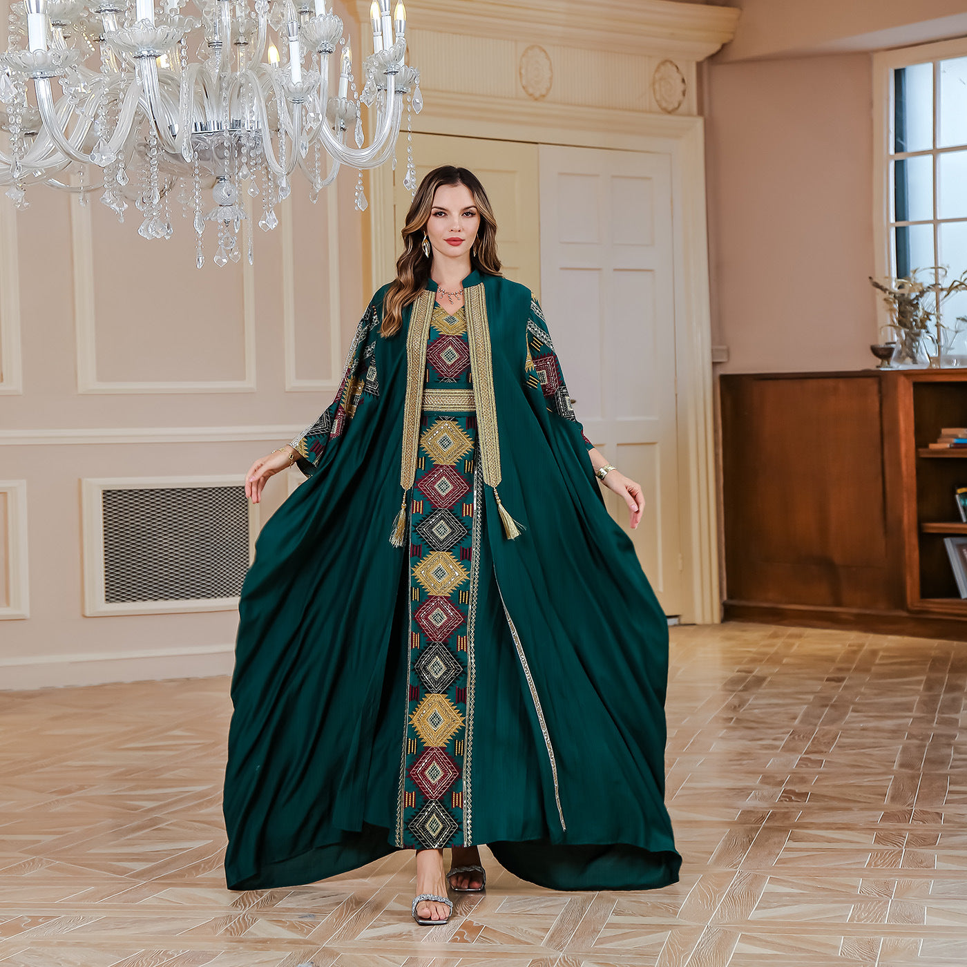 F&R Signature Two-Piece Embroidered Abaya