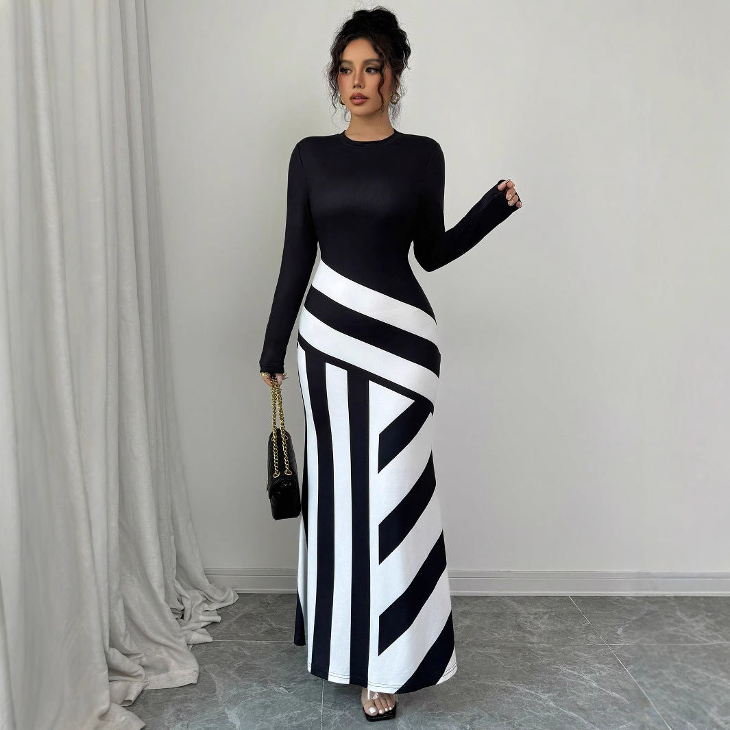 F&R MonoWave Striped Fishtail Dress