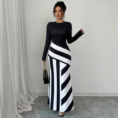 F&R MonoWave Striped Fishtail Dress