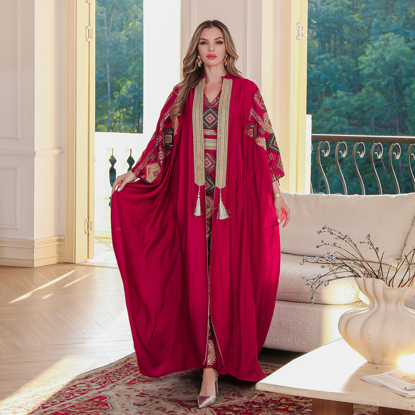 F&R Signature Two-Piece Embroidered Abaya