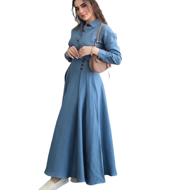 F&R Lapel-Breasted Two-Piece Skirt Set in Blue