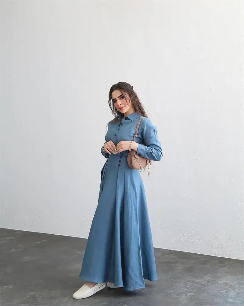 F&R Lapel-Breasted Two-Piece Skirt Set in Blue