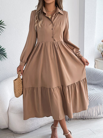 F&R Liyana Ruffle-Flow Shirt Dress