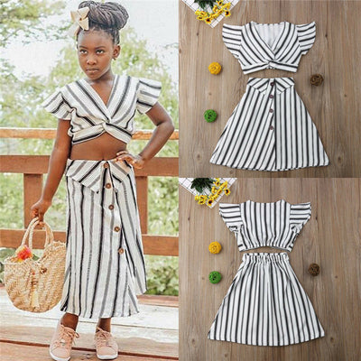 Baby Girl Striped Sleeveless Top & Long Skirt Set – Princess Outfit