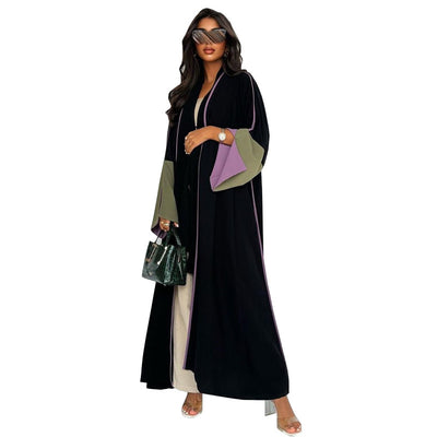 F&R Fashion Middle East Stitching Large Sleeves Cardigan | Dubai Elegant Long Dress