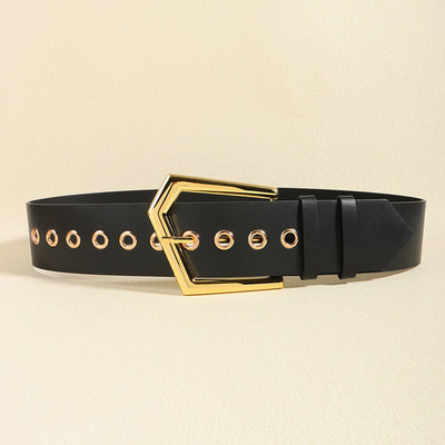 F&R Temperament Elastic Black Stretch Metal Waist Belt