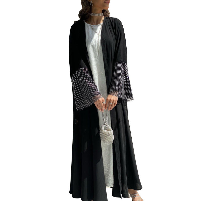 F&R Luma Diamond Mesh Abaya Robe