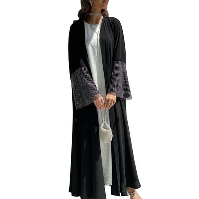 F&R Luma Diamond Mesh Abaya Robe