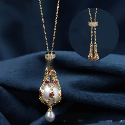 F&R Playful Pearl Gemstone Lavalier Pendant