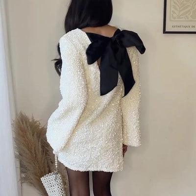 F&R Sequin Back Bow Dress