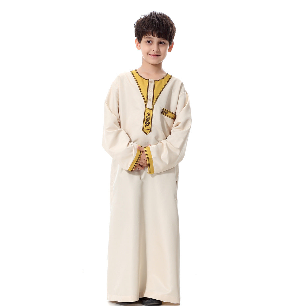 Middle East Youth Boys Traditional Robe – Ethnic Embroidered Festival Outfit