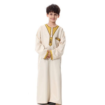 Middle East Youth Boys Traditional Robe – Ethnic Embroidered Festival Outfit