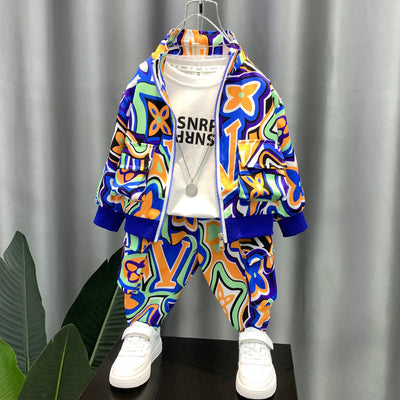 Boys’ Spring Cotton Two-Piece Outfit – Long Sleeve Shirt & Pants