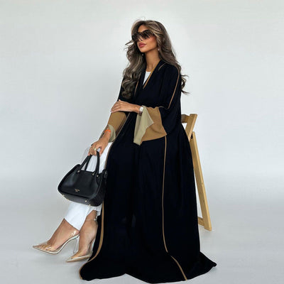 F&R Fashion Middle East Stitching Large Sleeves Cardigan | Dubai Elegant Long Dress