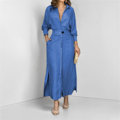 F&R V-Neck Long Sleeve Lapel Dress