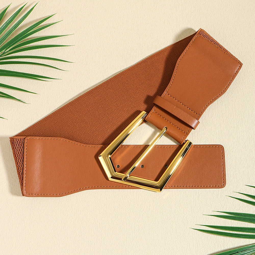 F&R Temperament Elastic Black Stretch Metal Waist Belt