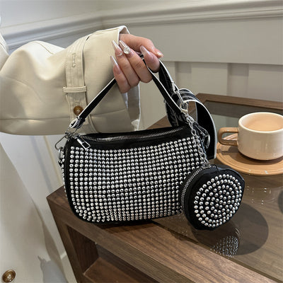 F&R Rhinestone Shoulder Bag with Small Purse