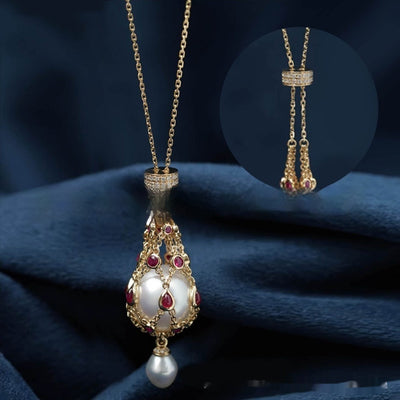 F&R Playful Pearl Gemstone Lavalier Pendant