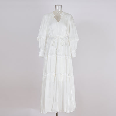 F&R Serina Pleated Lantern Sleeve Dress