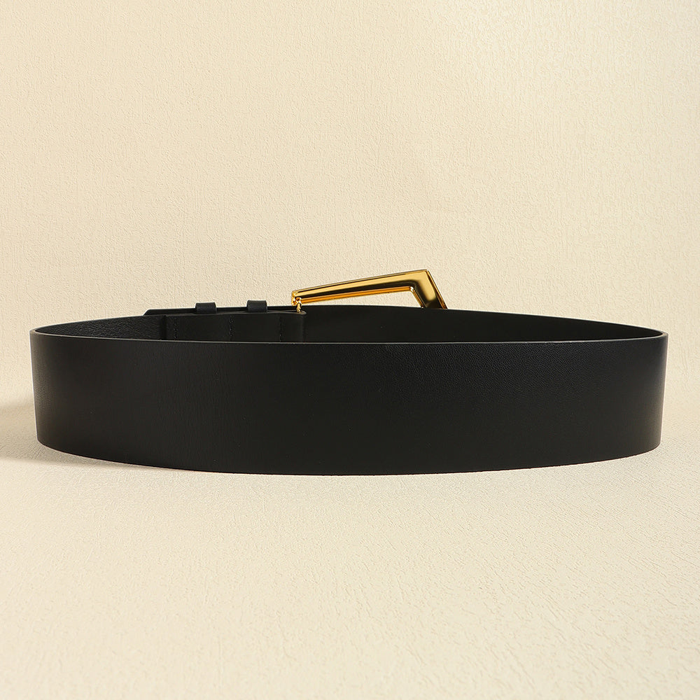 F&R Temperament Elastic Black Stretch Metal Waist Belt