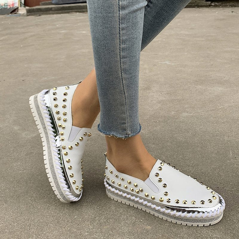 F&R Fashion Rivet Flat Sneakers for Women