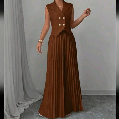 F&R Summer Button Vest Top with Pleated Trousers