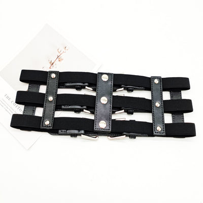 F&R Super-Wide Hollow Rivet Elastic Waist Belt