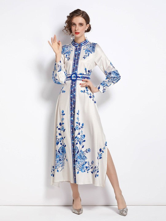 F&R Royal Blue Porcelain A-Line Dress