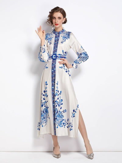F&R Royal Blue Porcelain A-Line Dress