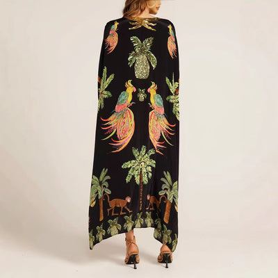 F&R Spring V-Neck Print Loose Fashion Dress