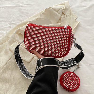 F&R Rhinestone Shoulder Bag with Small Purse