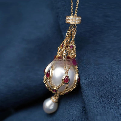 F&R Playful Pearl Gemstone Lavalier Pendant