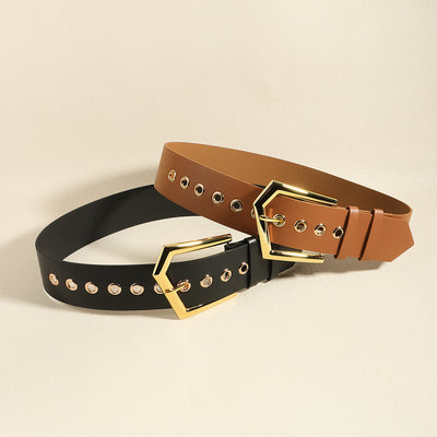 F&R Temperament Elastic Black Stretch Metal Waist Belt