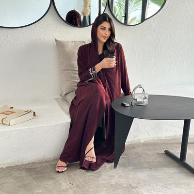 F&R Layali Luxe Embroidered Ice Silk Abaya