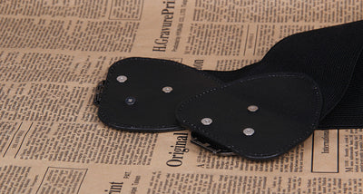 F&R 3-Piece Elastic PU Belt Set – Rose-Buckle Trio